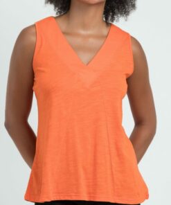 Camiseta cuello pico, naranja