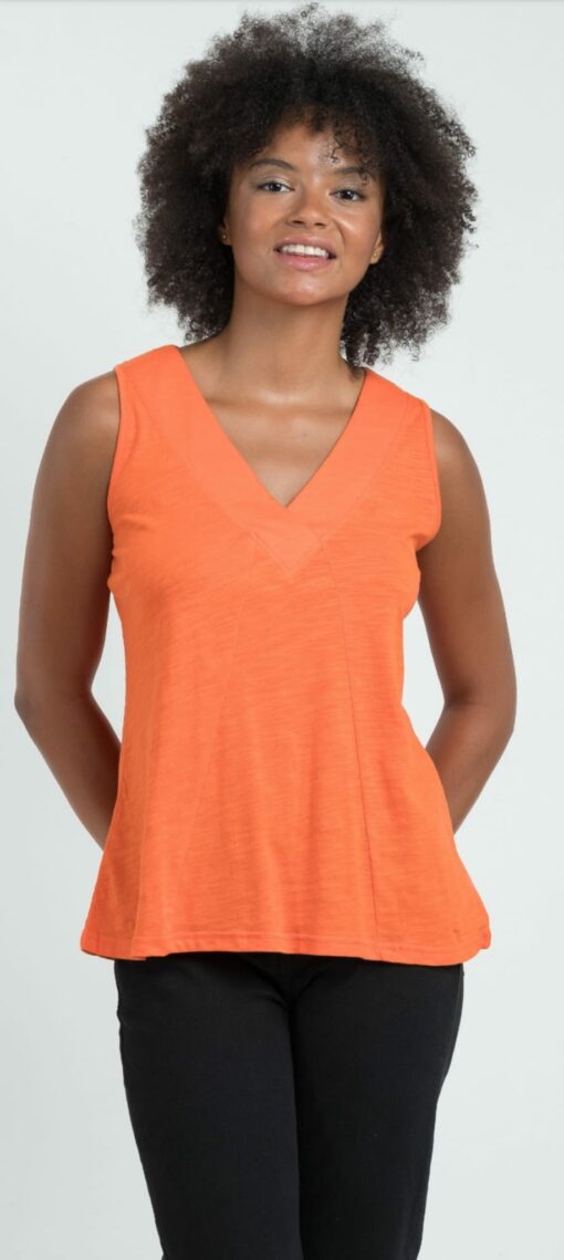 Camiseta cuello pico, naranja