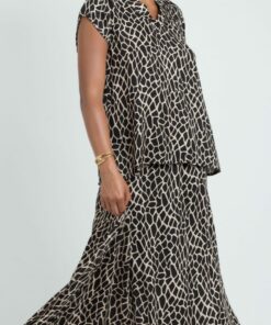 Falda midi arena/negro