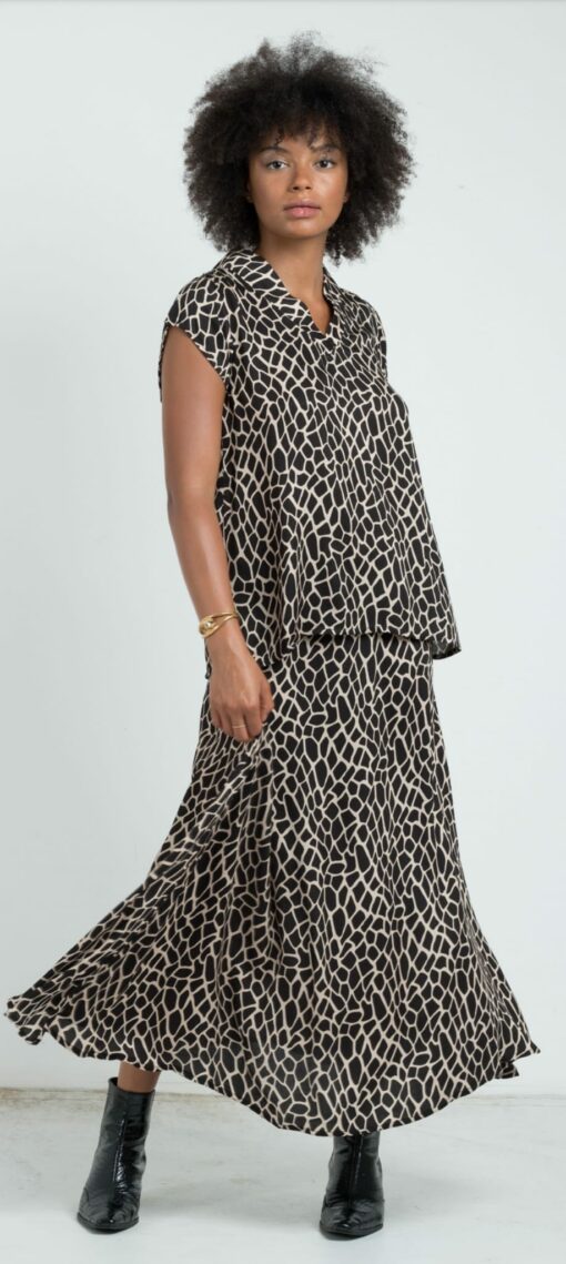Falda midi arena/negro