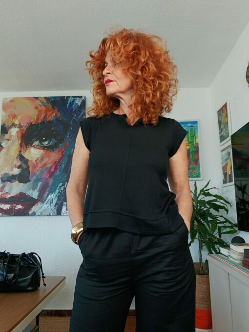 Camiseta manguita, negro