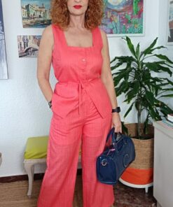 Conjunto pantalón + chaleco mandarina