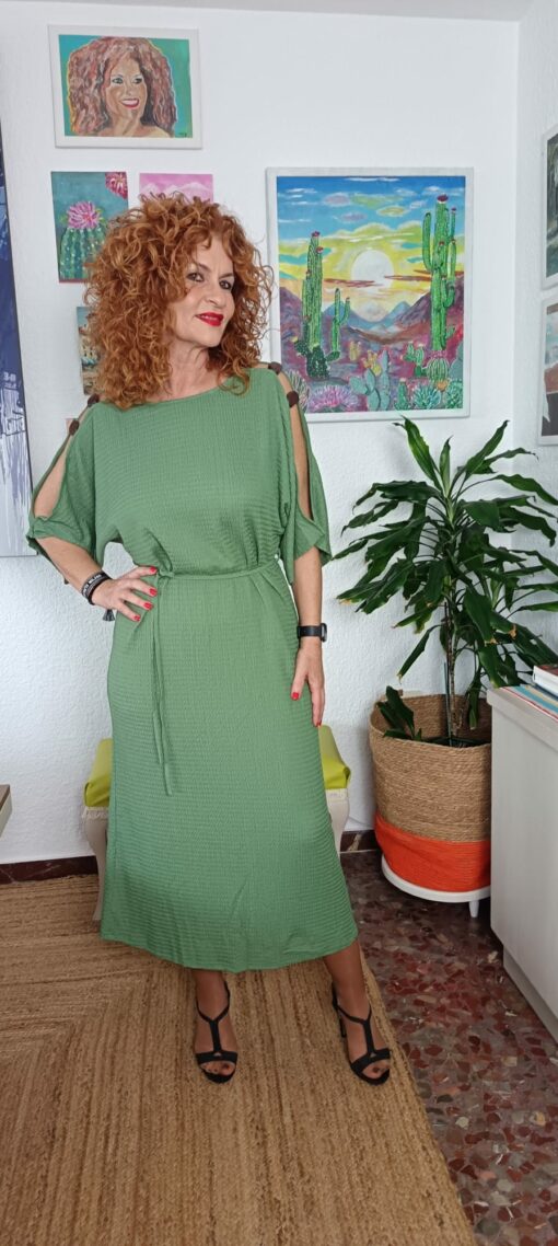 Vestido verde maderas