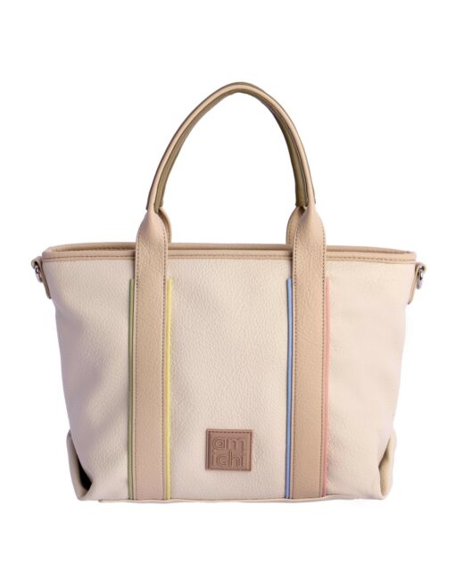 Bolso de mano de material de piel sintética con cremallera