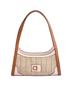 Bolso de hombro de rafia con cremallera