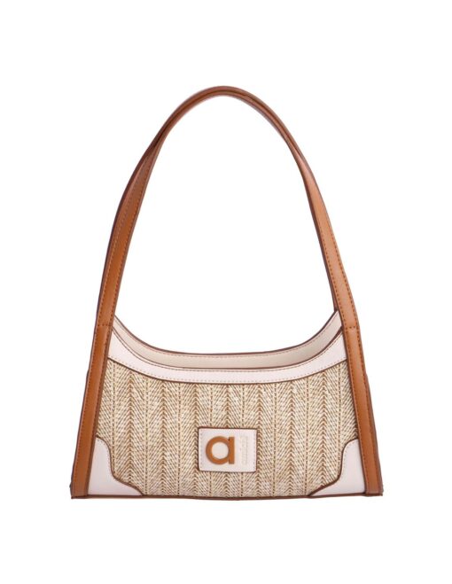 Bolso de hombro de rafia con cremallera