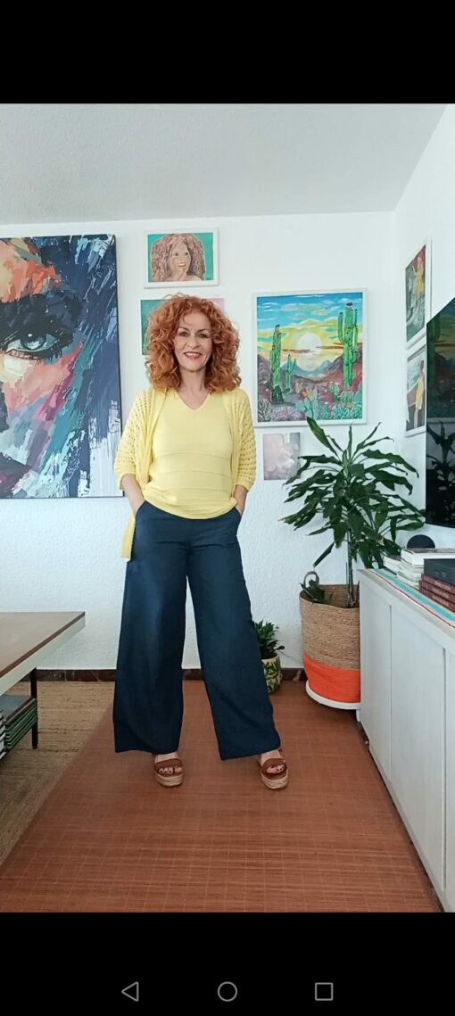 Chaqueta calada amarillo