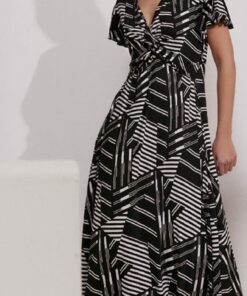 Vestido largo estampado negro