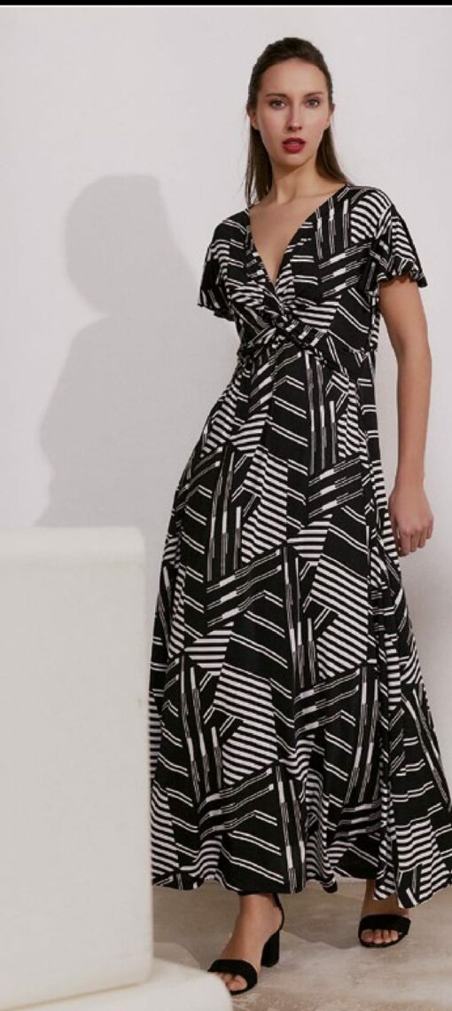 Vestido largo estampado negro