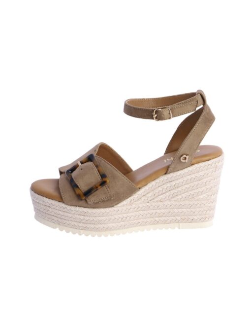 Sandalias de cuña de antelina