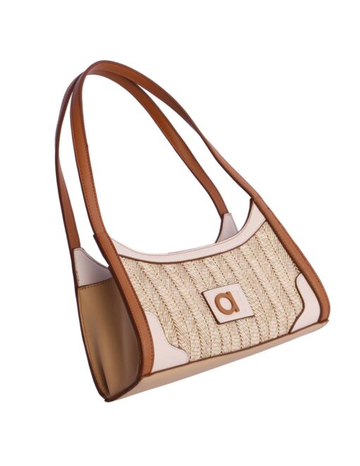 Bolso de hombro de rafia con cremallera - Imagen 2