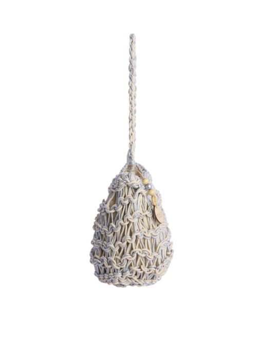 Bolso de hombro de cuerda plateado con cierre de cremallera - Imagen 3
