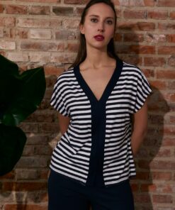 Camiseta m/corta rayas corte central