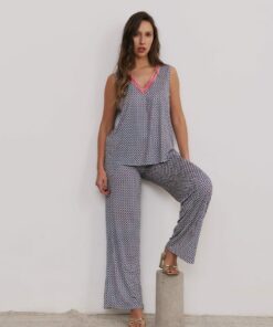Pantalón estampado abanicos puerto