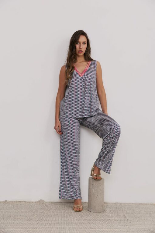 Pantalón estampado abanicos puerto