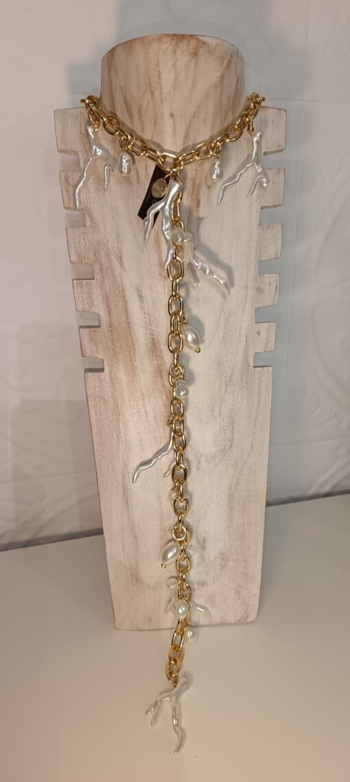 Collar largo, Nacar. Blanco