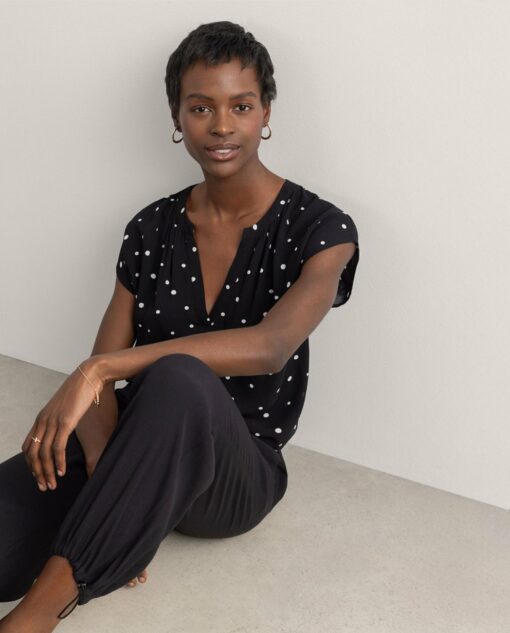 Blusa con abertura de escote en V Negro - Imagen 2
