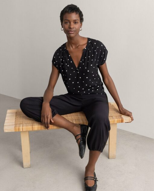 Blusa con abertura de escote en V Negro - Imagen 3