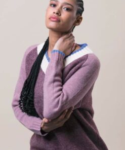 Jersey Tricot cuello pico malva
