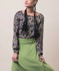 Camisa cuello redonde rosa-verde