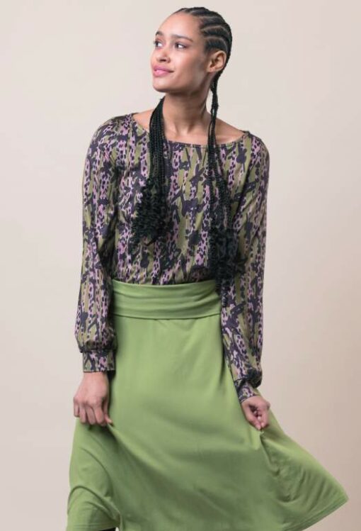 Camisa cuello redonde rosa-verde