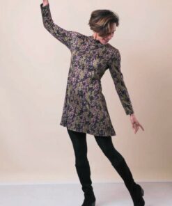 Vestido evasé rosa-verde