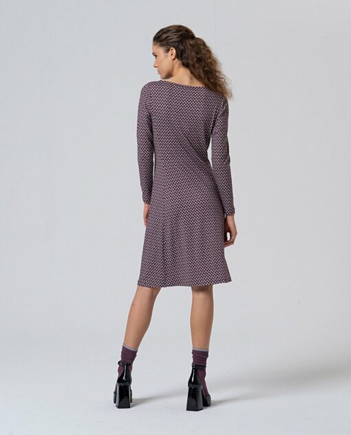 Vestido escote barco entallado y falda con vuelo Gris - Imagen 2