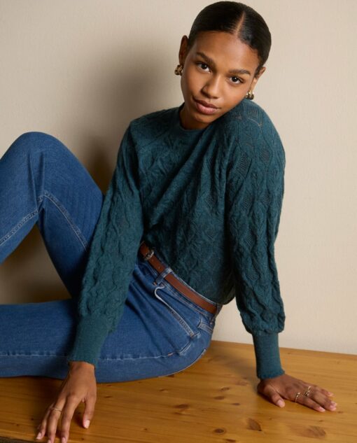 Jersey con tricot de fantasía Azul - Imagen 2