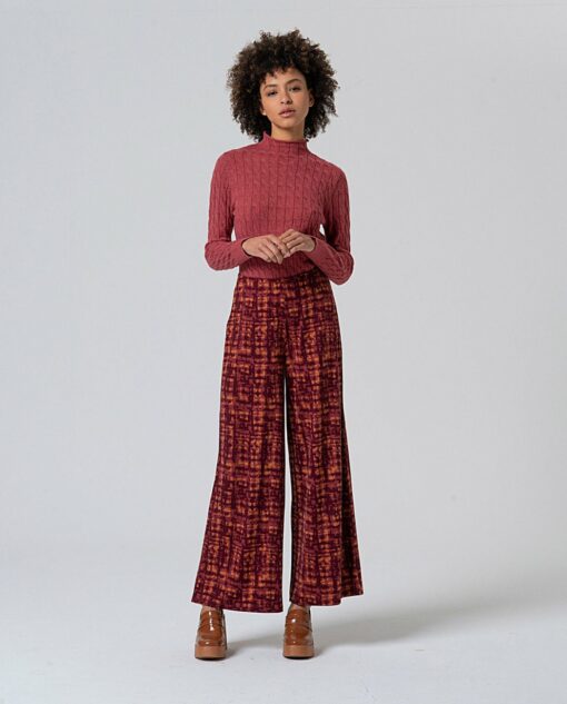 Pantalón ancho Granate