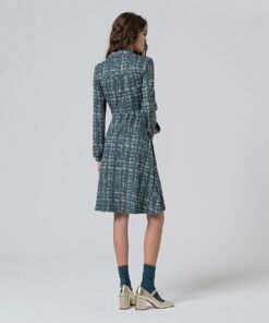 Alternative view of Vestido cruzado con nudo Azul acero