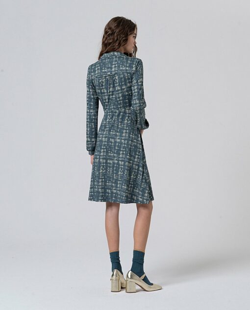 Vestido cruzado con nudo Azul acero - Imagen 2