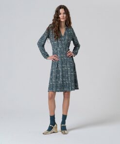 Vestido cruzado con nudo Azul acero