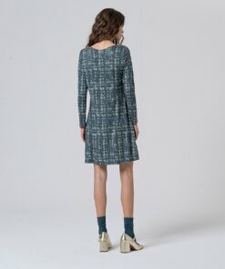 Alternative view of Vestido corto con cuello pico Azul acero