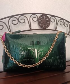 Cartera charol logo verde