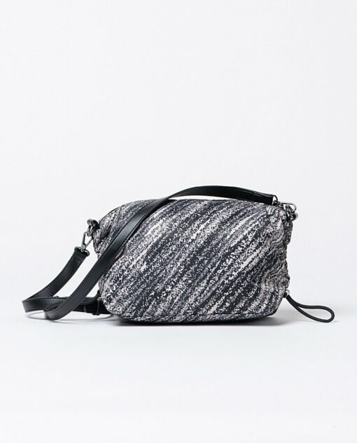 Bolso bandolera de nylon fruncido con cremallera Negro - Imagen 2