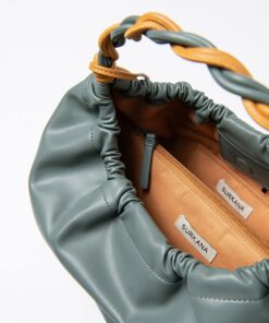 Alternative view of Bolso de hombro soft con asa bicolor Azul acero