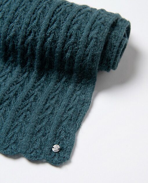 Bufanda tricot de fantasía Azul petróleo - Imagen 2
