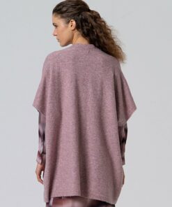 Alternative view of Poncho de tricot abierto con bolsillos Rosa pálido