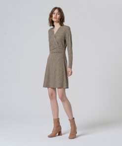 Vestido midi con escote cruzado Azul