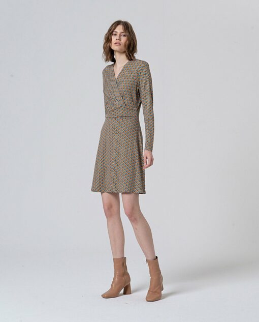 Vestido midi con escote cruzado Azul