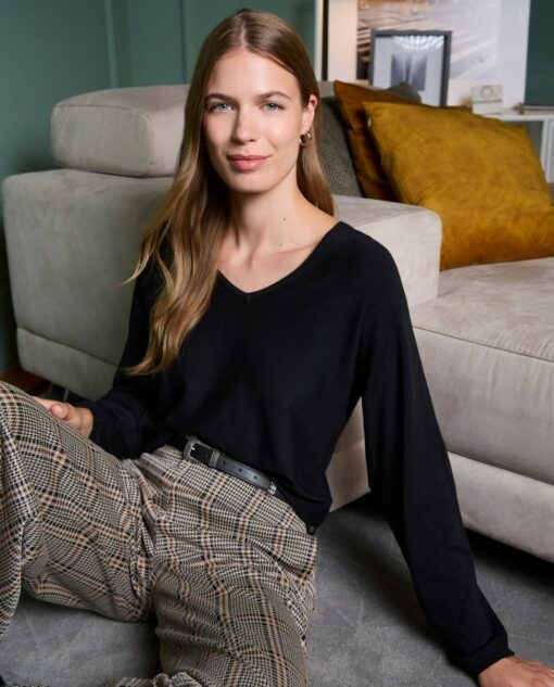 Pantalon recto de jacquard Negro - Imagen 2