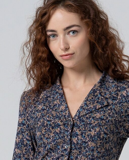 Blusa cuello smoking Azul - Imagen 3