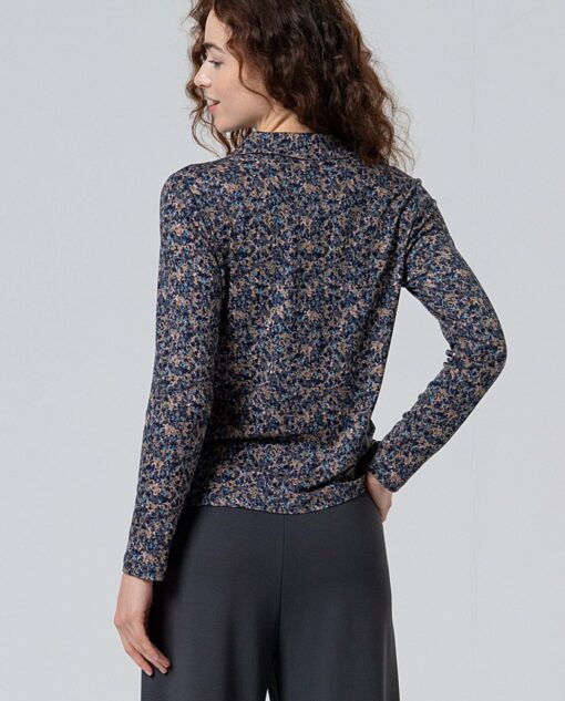 Blusa cuello smoking Azul - Imagen 2