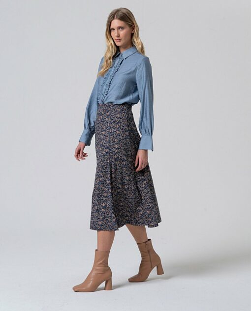 Falda midi con vuelo Azul - Imagen 3
