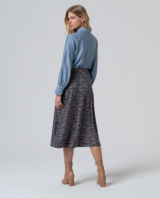 Falda midi con vuelo Azul - Imagen 2