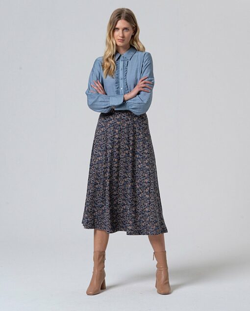 Falda midi con vuelo Azul