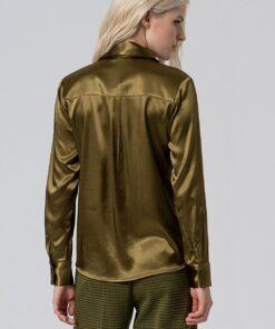 Alternative view of Camisa con lazada en cuello Verde