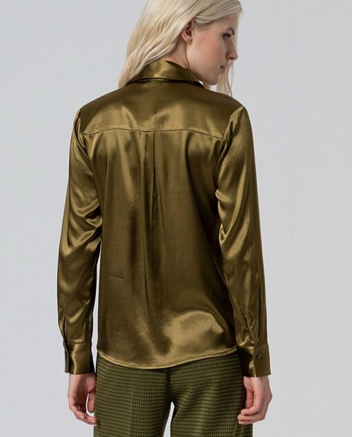 Camisa con lazada en cuello Verde - Imagen 2