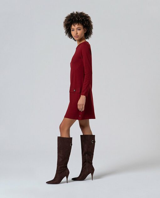 Vestido corto con corte evasé. Rojo Ingles - Imagen 2