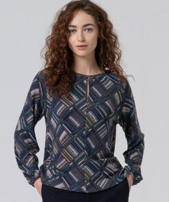 Camiseta con abertura de lagrima en escote Azul